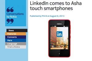 Asha Touch gets LinkedIn app