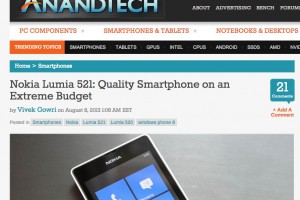 AnandTech: Nokia Lumia 521: Quality Smartphone on an Extreme Budget