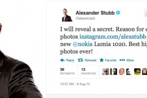 Alexander Stubb, Minister for Finland, loving his Nokia Lumia 1020 “best high quality photos ever!”