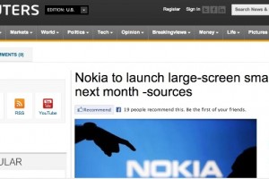 Reuters: Nokia New York Event, End of September to announce large screen smartphones