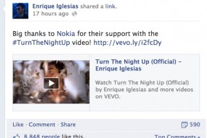 Enrique Iglesias thanks Nokia for their support in Turn the Night up Video starring Lumia 925