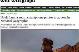 The Telegraph on Nokia Lumia 1020’s incredible results for National Geographic, to be on Front Cover of 125th Edition