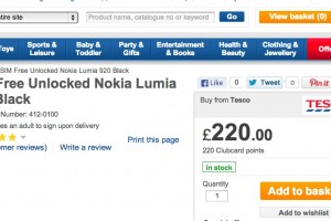 Bargain: Unlocked SIM Free Nokia Lumia 920 at Â£220 from Tesco, Black, Red, Yellow, White!