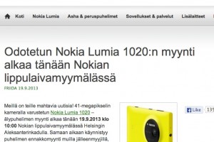 Nokia Lumia 1020 on sale in Finland?