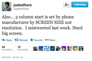 Belfiore: 3 column WP8 depends on screen size, not resolution.