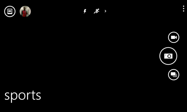 You can toggle flash off and on and change camera modes to sports or night mode.