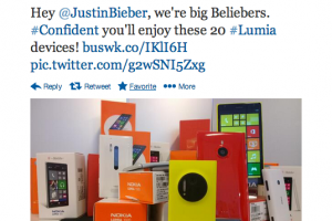 NokiaUS Sticks It To BlackBerry; Offers Bieber 20 Lumias