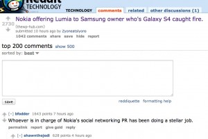 Nokia offers a Lumia to the Guy Samsung tried to silence for his burning Galaxy S4. Front page Reddit