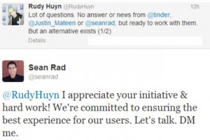CEO of Tinder invites Rudy Huyn for talks after the take down of and open letter for 6tinder