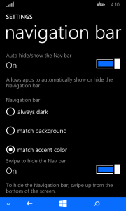 Virtual navigation bar options