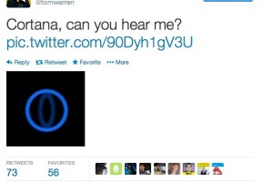 Blue Eye of Sauron: Cortana, can you hear me? Image of Cortana appears.