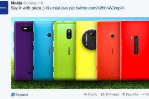 Nokia tweets LGBT support: “Say it with Pride” with Rainbow Lumia Colours #LumiaLove #SameLove