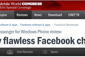 CNET finds Facebook Messaging app for WP “Nearly Flawless”