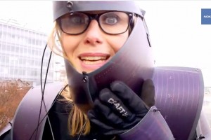 The eccentric Nokia lady goes for Solar Suit – Solar charging indoors. #Sustainability