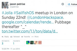 Jolla Sailfish Meet up in London Sunday 22nd @LondonHackspace