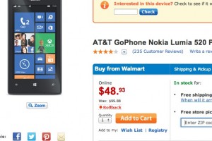 Nokia Lumia 520 at Walmart for $48.93