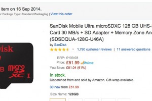 Sandisk 128GB MicroSD Card for Â£51.99/$84 on Amazon UK – UHS-1 Class 10