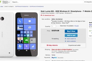 Refurb T-Mobile Nokia Lumia 635 without contract, 74.99USD