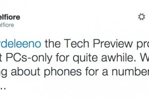 Windows 10 Tech Preview, PC for now; not for phones yet for a number of months