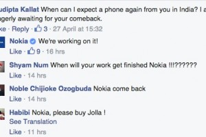 Nokia Facebook “We’re working on it” in reply to returning to phones and making a comeback