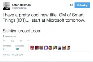 Peter Skillman becomes Microsoft’s GM of Smart Internet of Things