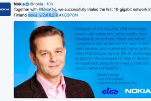 Nokia and Elisa trial first 10-gigabit network in Finland